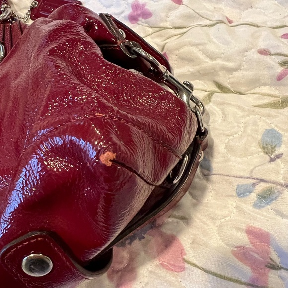 Red shiny leather coach purse and wallet - Picture 9 of 10